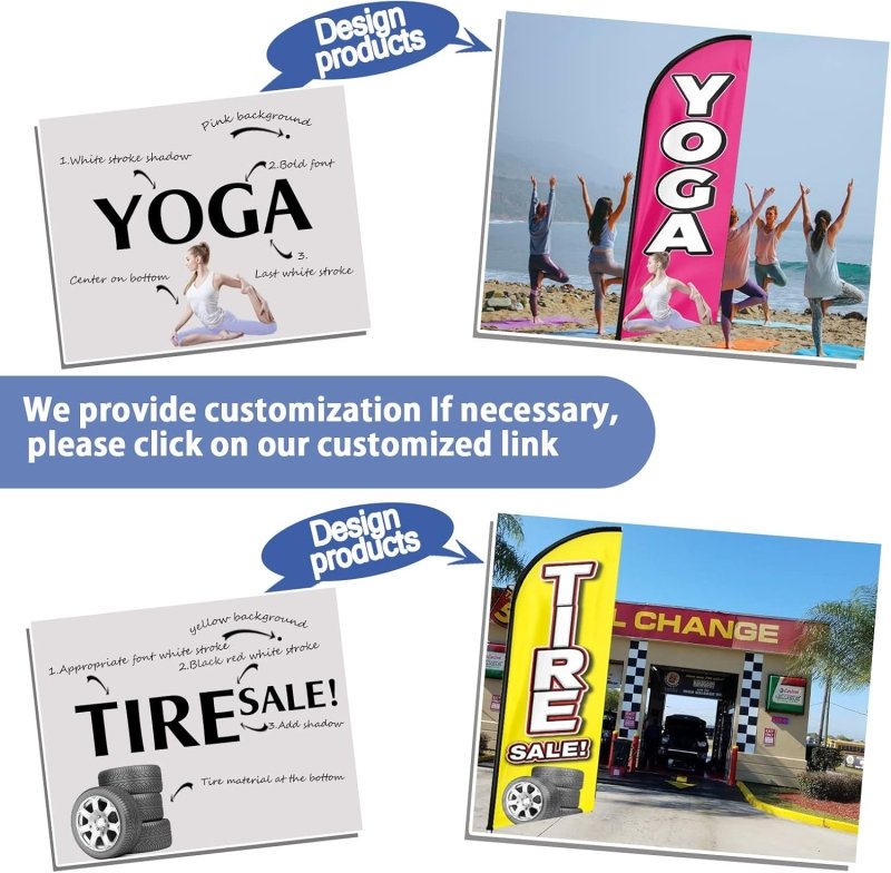 Tire Shop Flags - 11FT Tires Advertising Swooper Flag Fit 15FT Flagpole (Flagpole Not Included 4.3)