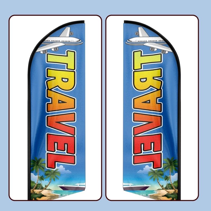 Travel Flag - Travel Themed Feather Flag, 11FT Travel Advertising Swooper Flag Fit 15FT Flagpole(Flagpole Not Included 4.3)