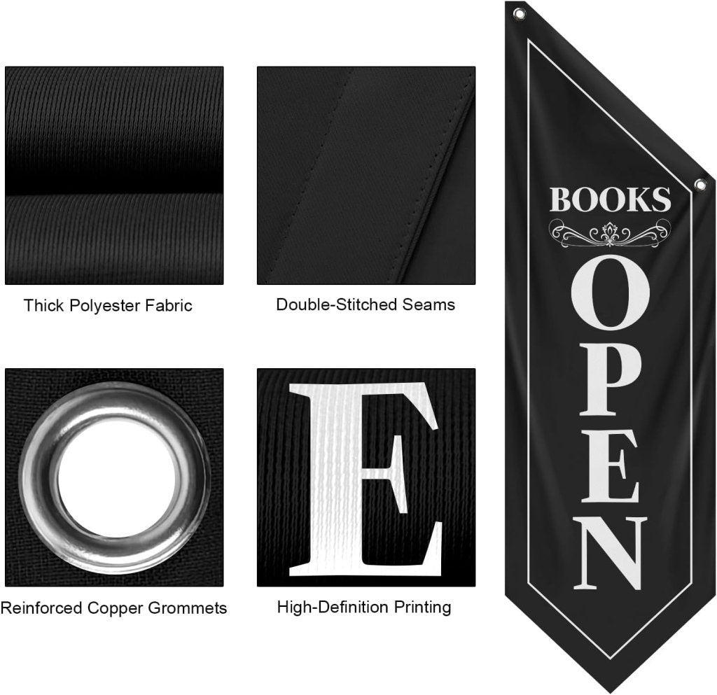 Vintage Black Book Open Flag, Double - Sided Three - ply (Flag Only)