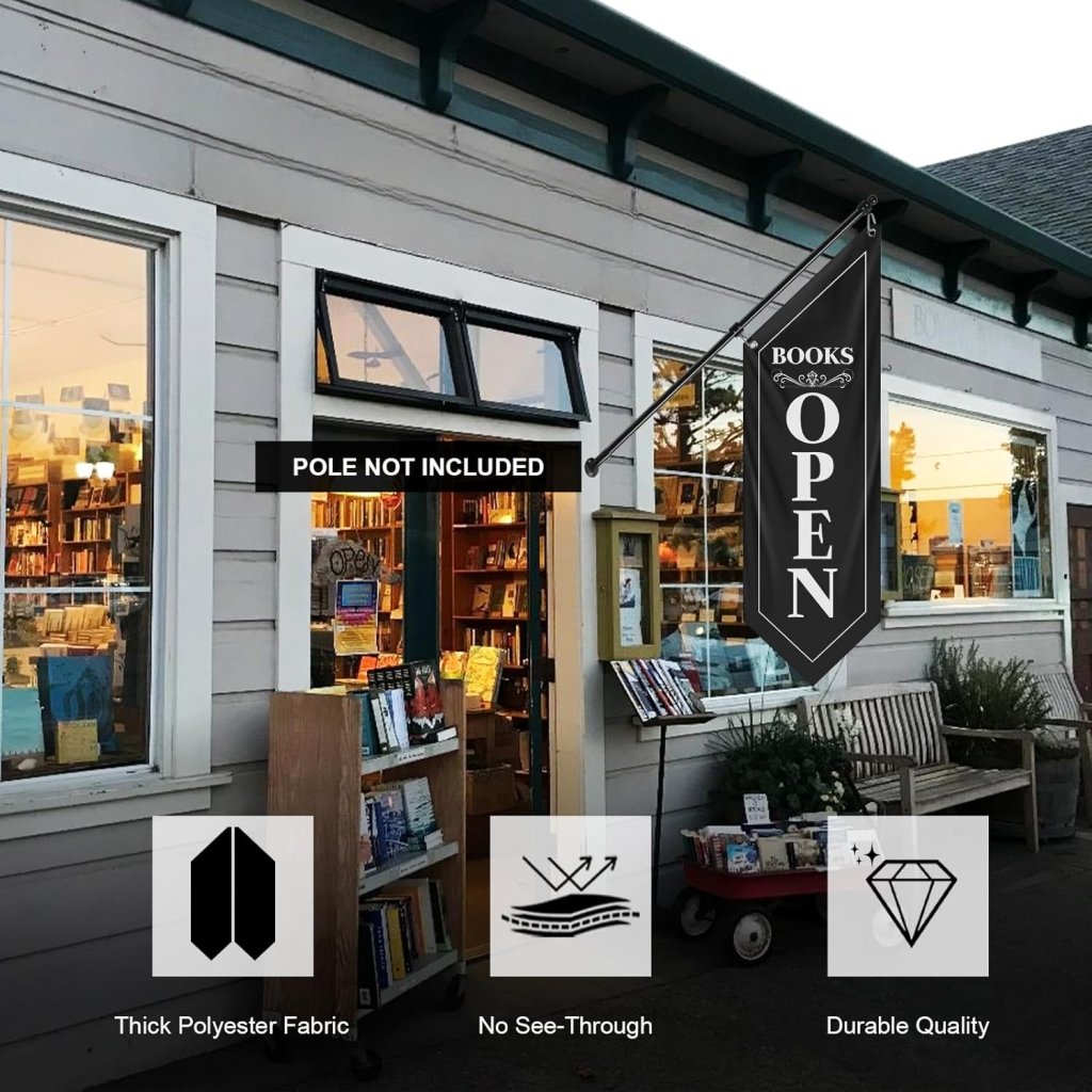 Vintage Black Book Open Flag, Double - Sided Three - ply (Flag Only)