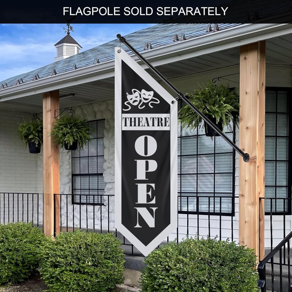 Vintage Black Theatre Open Flag, Double - Sided Three - ply (Flag Only)