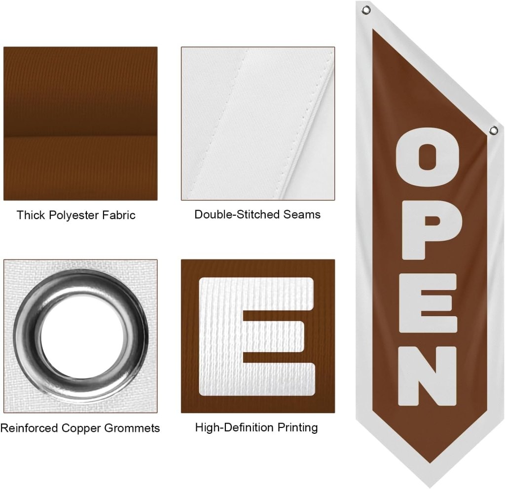 Vintage Brown Open Flag Double - Sided, Three - Layer(No Pole Included)