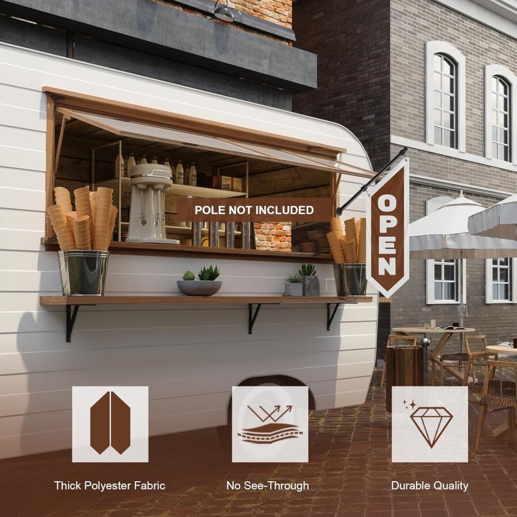 Vintage Brown Open Flag Double - Sided, Three - Layer(No Pole Included)