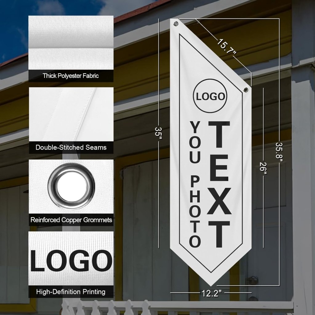 Vintage Custom 12"L x 36"W ,15"L x 53"W Wall Flag Banner, Double - Sided Printing