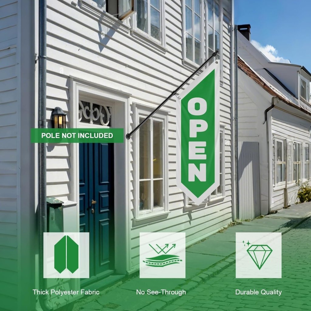 Vintage Green Open Flag, Double - Sided Three - ply (No Pole Included)