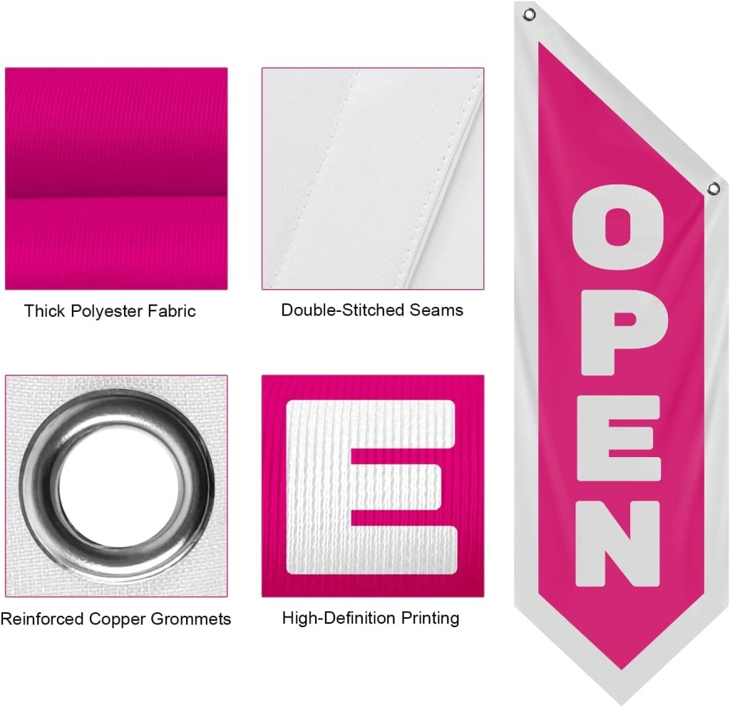 Vintage Pink Open Flag Double - Sided, Three - Layer (No Pole Included)