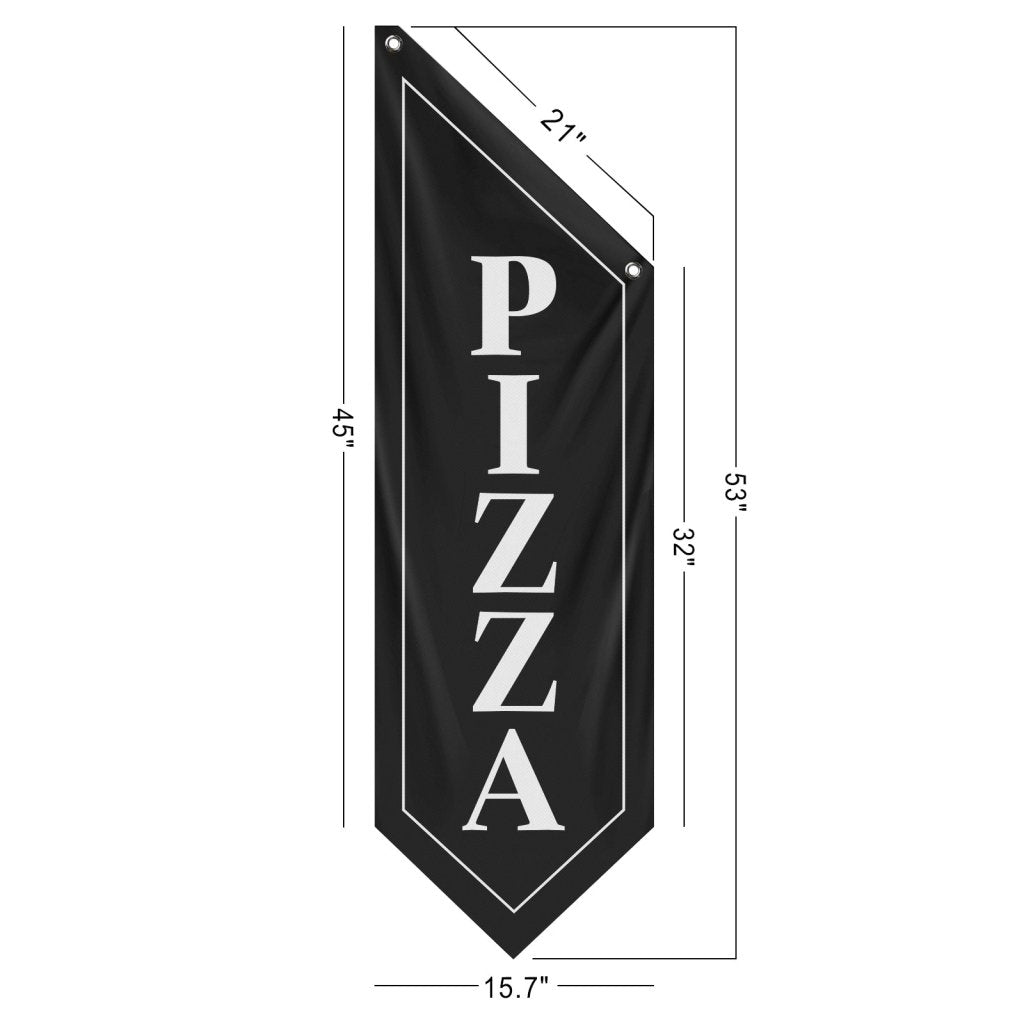 Vintage Pizza Flag, Double - Sided Hanging Banner – Black (Flag Only)