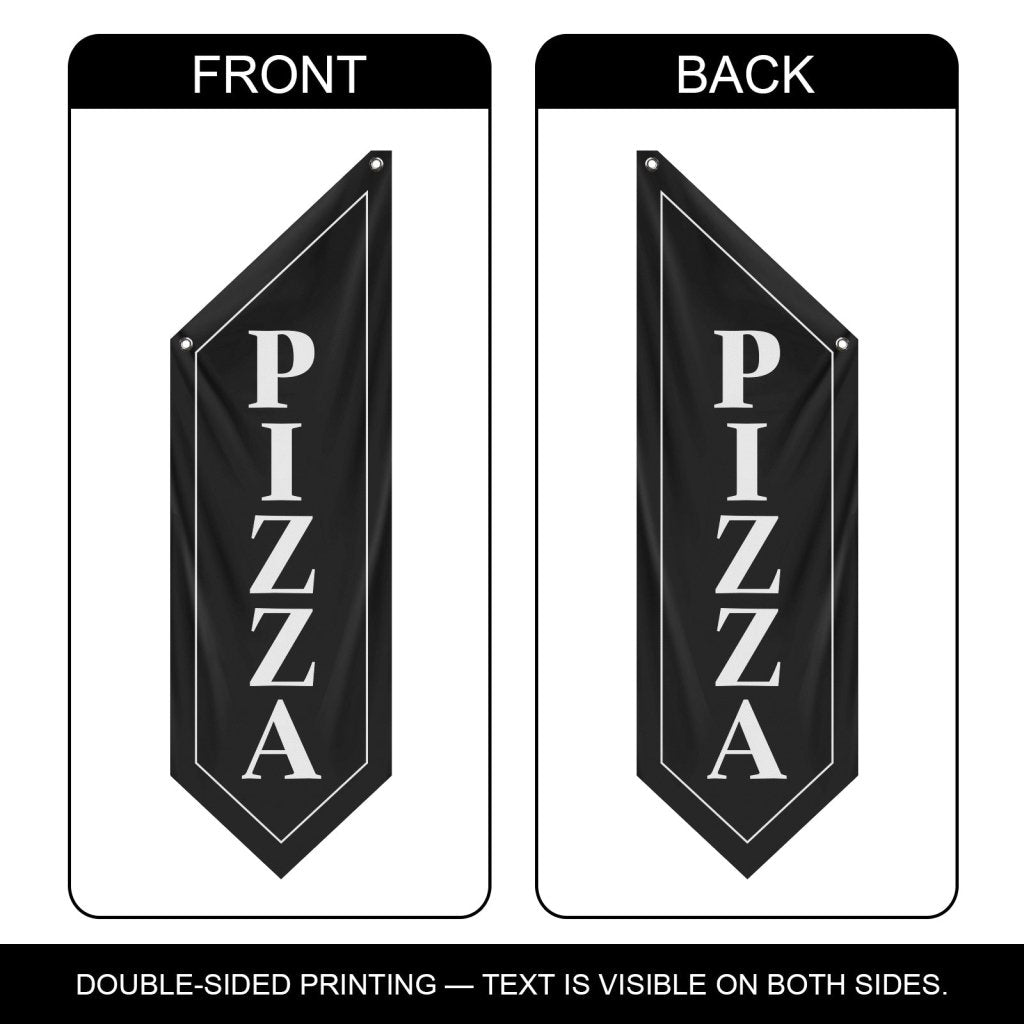 Vintage Pizza Flag, Double - Sided Hanging Banner – Black (Flag Only)