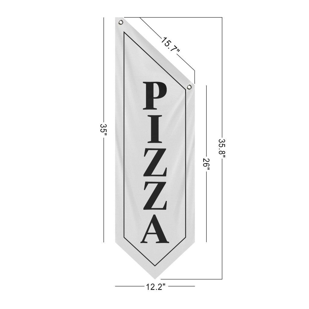 Vintage Pizza Flag, Double - Sided Hanging Banner – White (Flag Only)