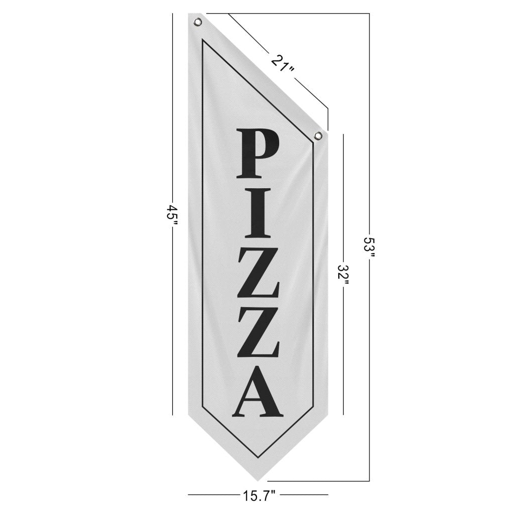Vintage Pizza Flag, Double - Sided Hanging Banner – White (Flag Only)