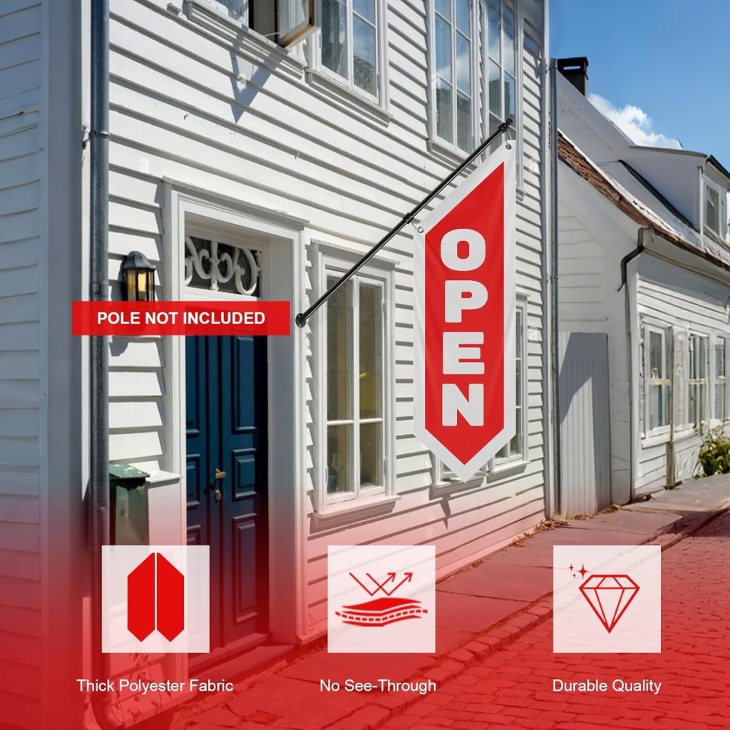 Vintage Red Open Flag Double - Sided, Three - Layer (No Pole Included)