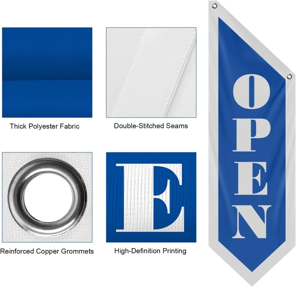 Vintage Style Blue Open Flag, Double - Sided Three - ply (Flag Only)