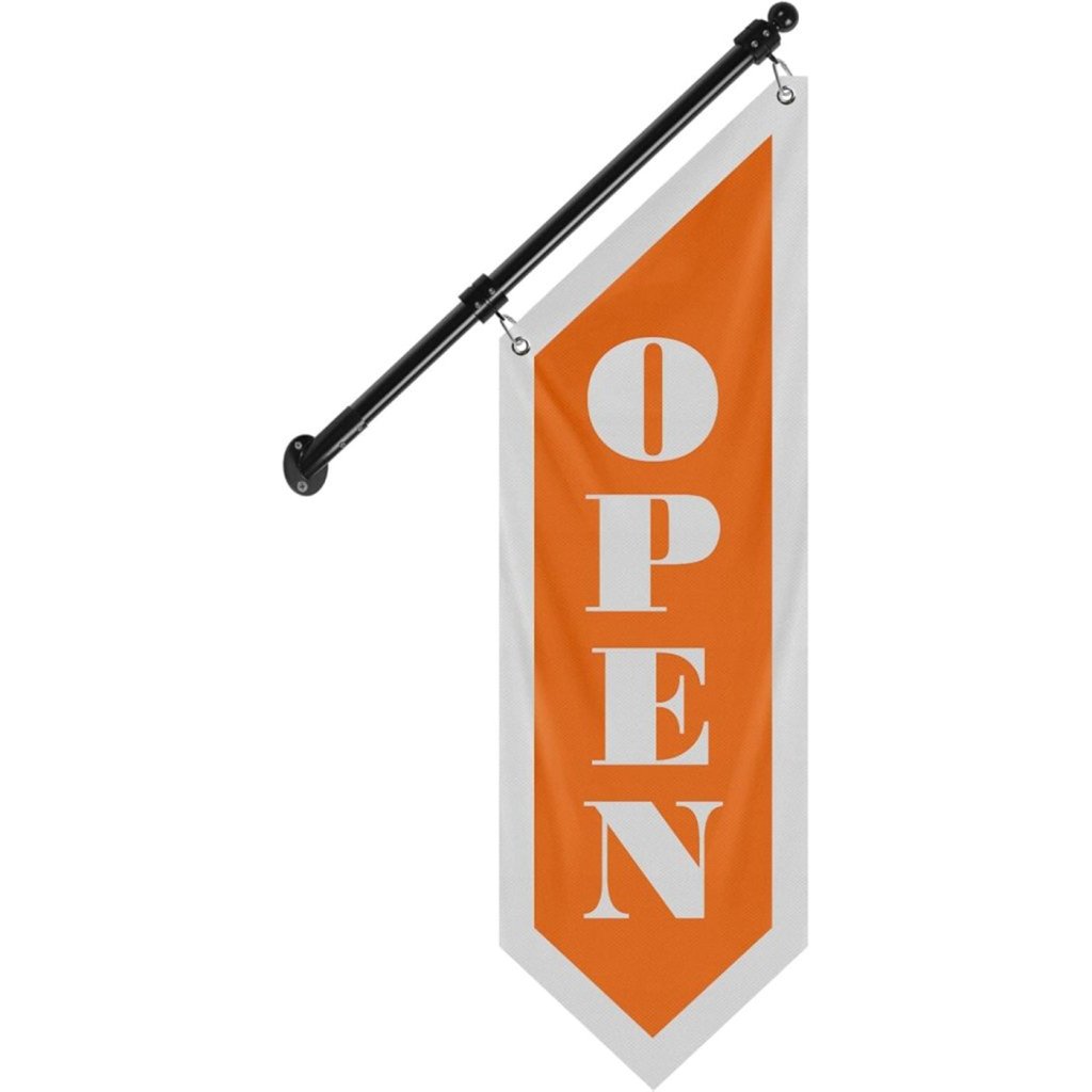 Vintage Style Open Flag, Double - Sided Three - ply Hanging Open Sign with Pole and Mounting Kit (Orange - B)