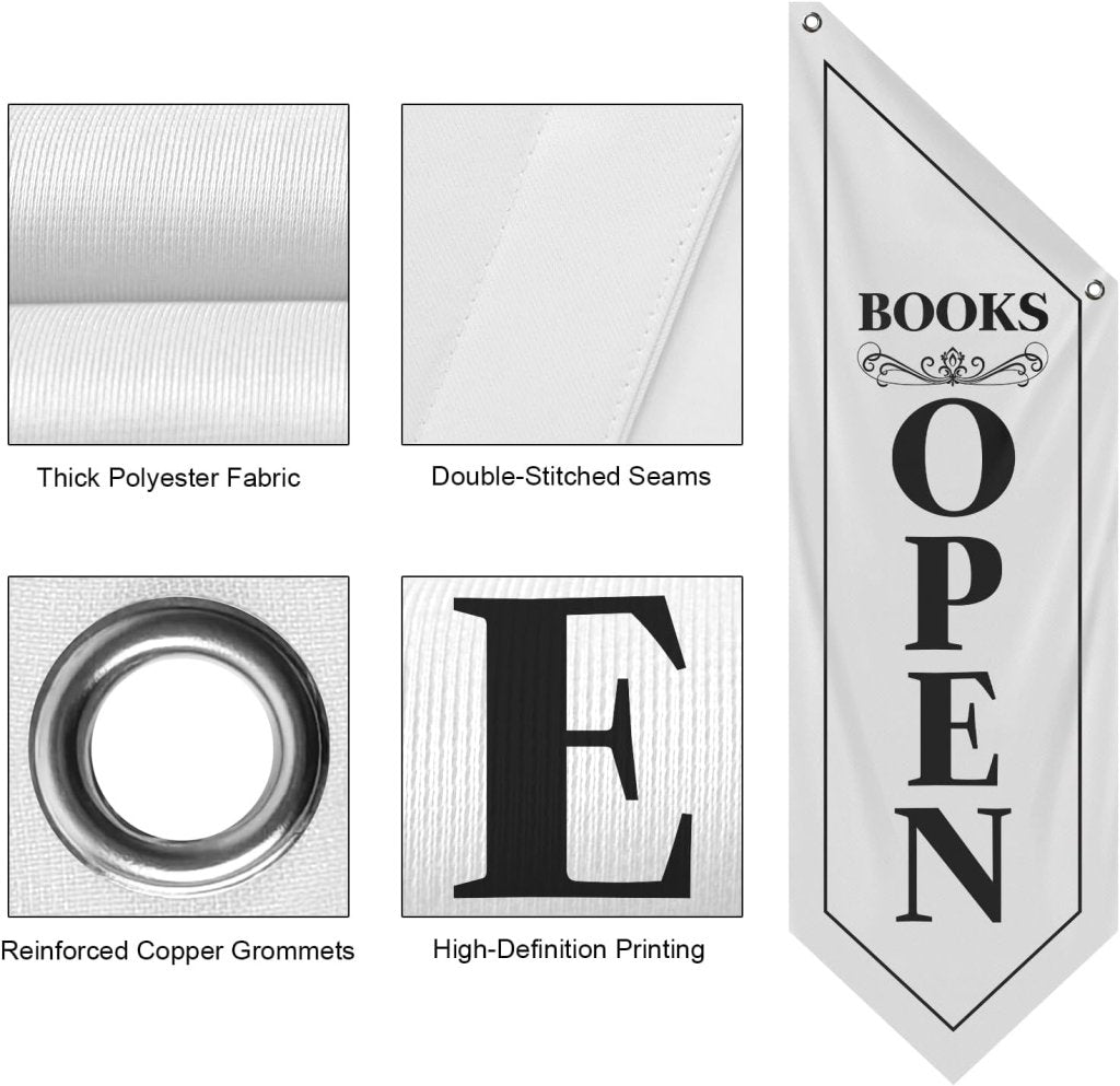 Vintage White Book Open Flag, Double - Sided Three - ply (Flag Only)