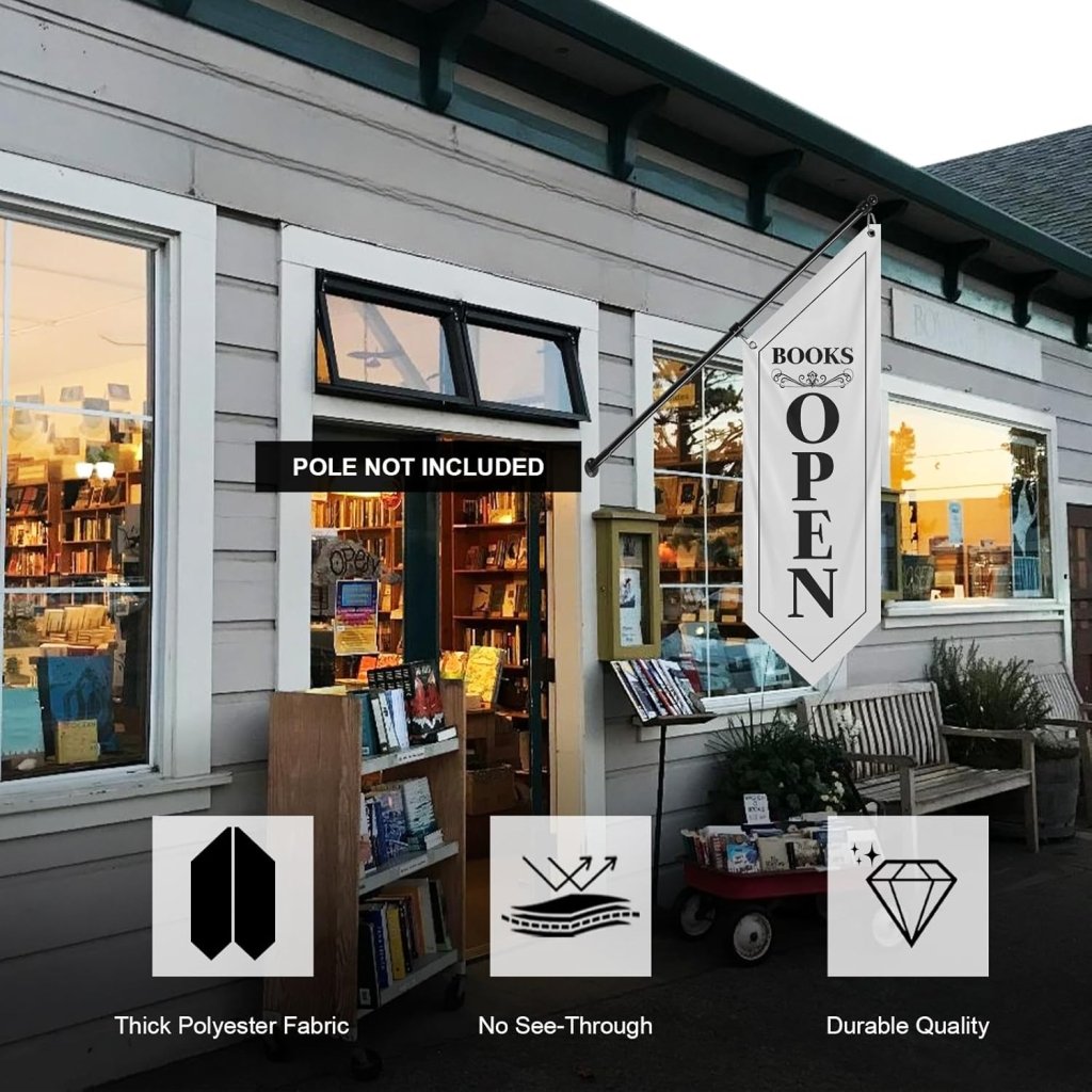 Vintage White Book Open Flag, Double - Sided Three - ply (Flag Only)