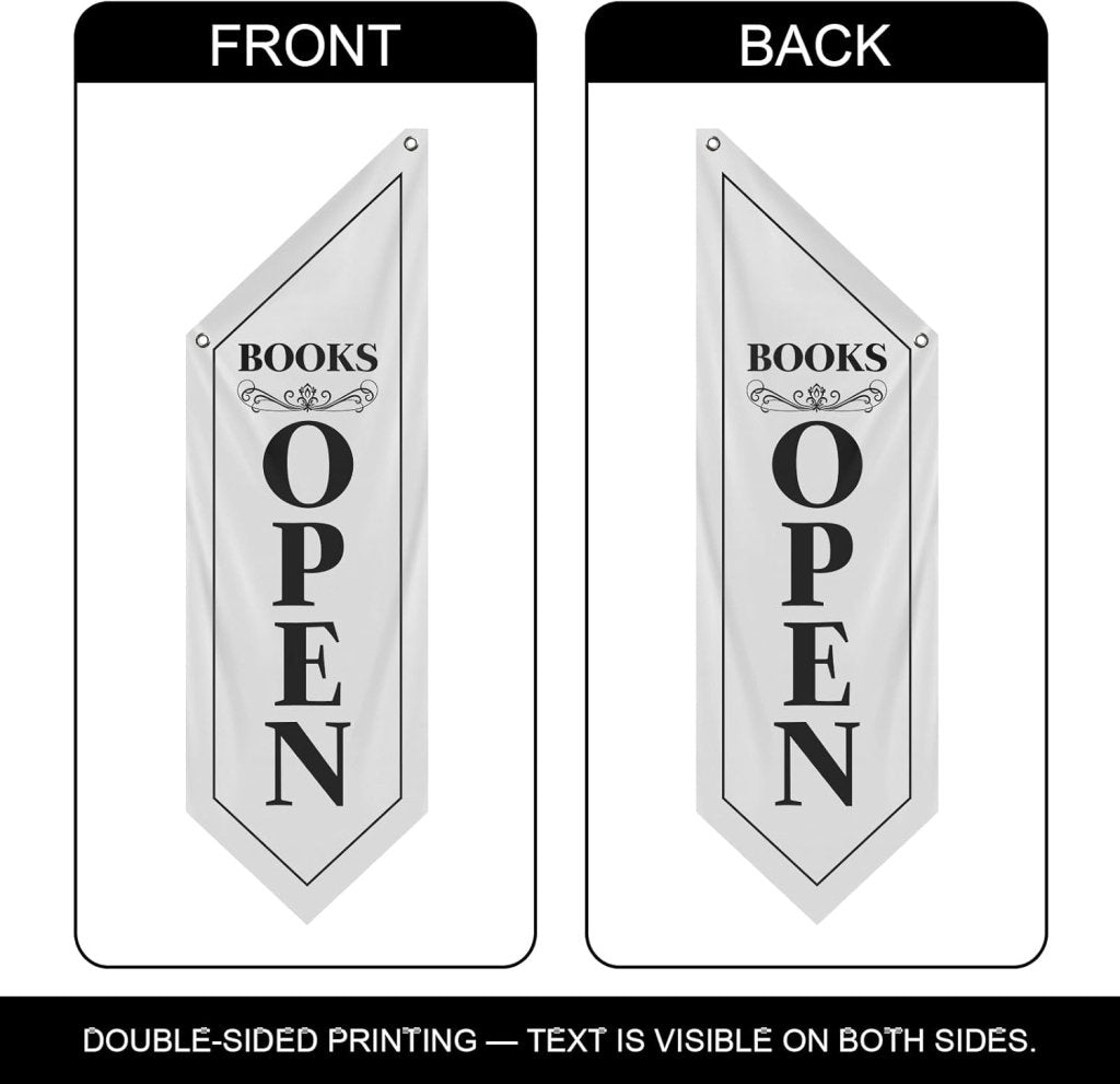 Vintage White Book Open Flag, Double - Sided Three - ply (Flag Only)