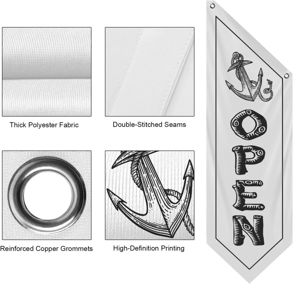 Vintage White Open Flag, Double - Sided Three - ply (Flag Only)