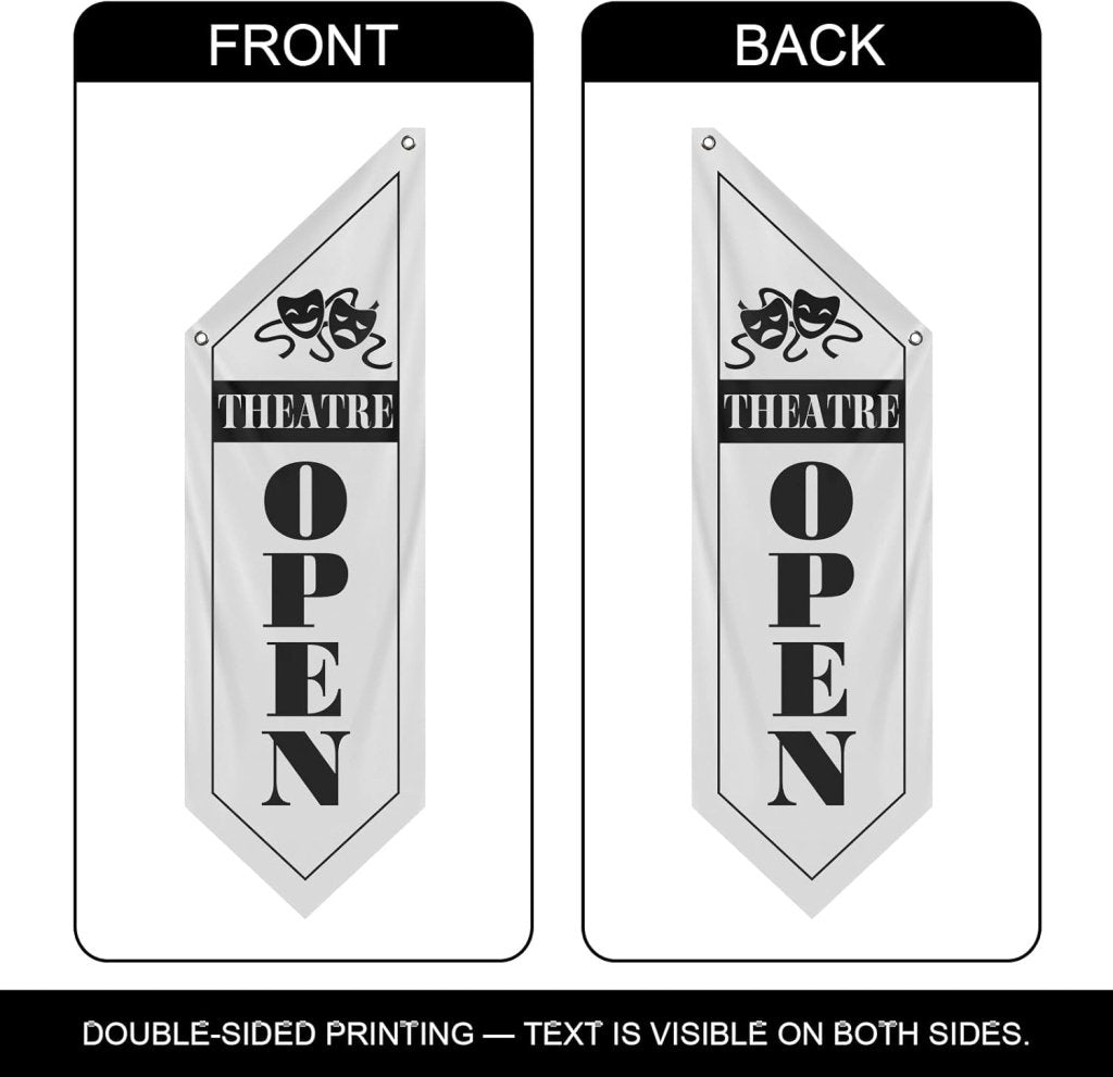 Vintage White Theatre Open Flag, Double - Sided Three - ply (Flag Only)