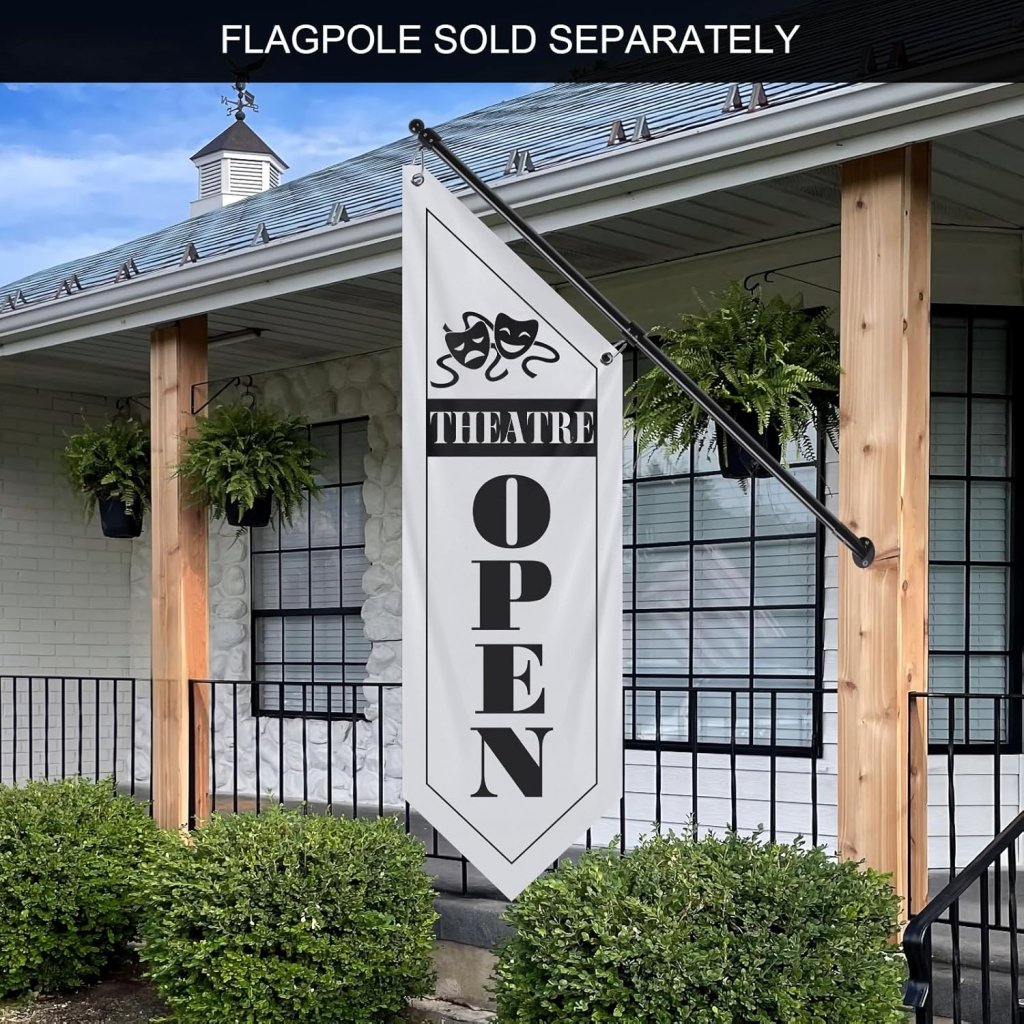 Vintage White Theatre Open Flag, Double - Sided Three - ply (Flag Only)