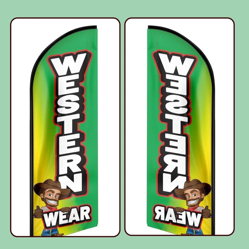 Western Wear Themed Feather Flag, 11FT Western Wear Advertising Swooper Flag Fit 15FT Flagpole(Flagpole Not Included 4.3)