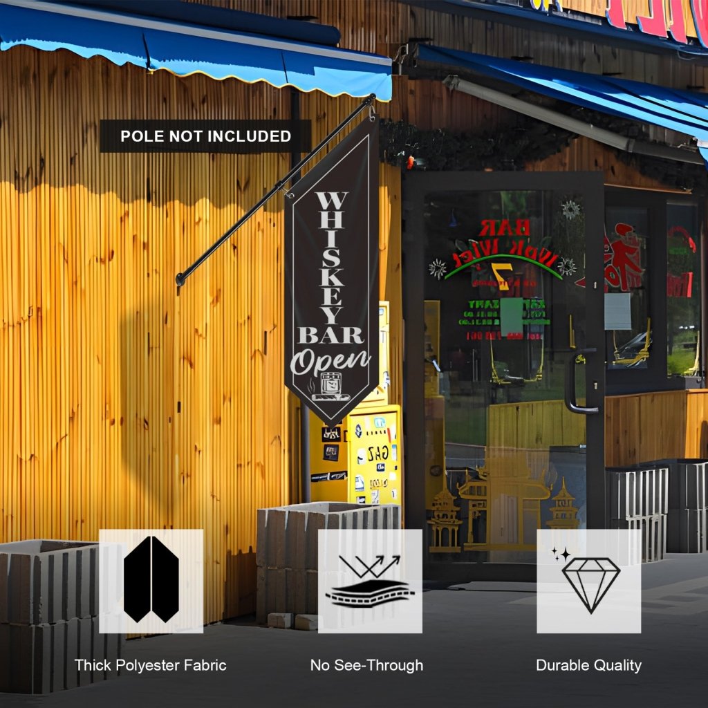 Whiskey Bar Open Wall Banner, (Flag Only)
