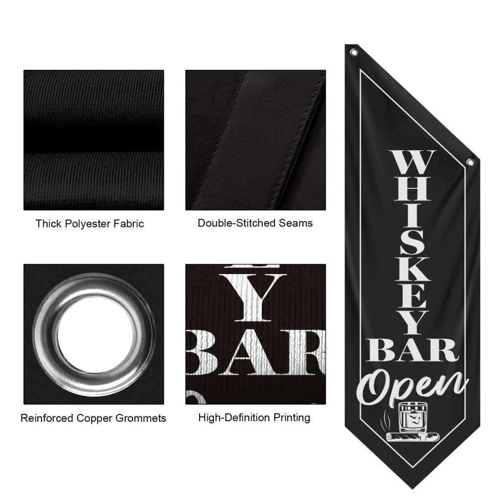 Whiskey Bar Open Wall Banner, (Flag Only)