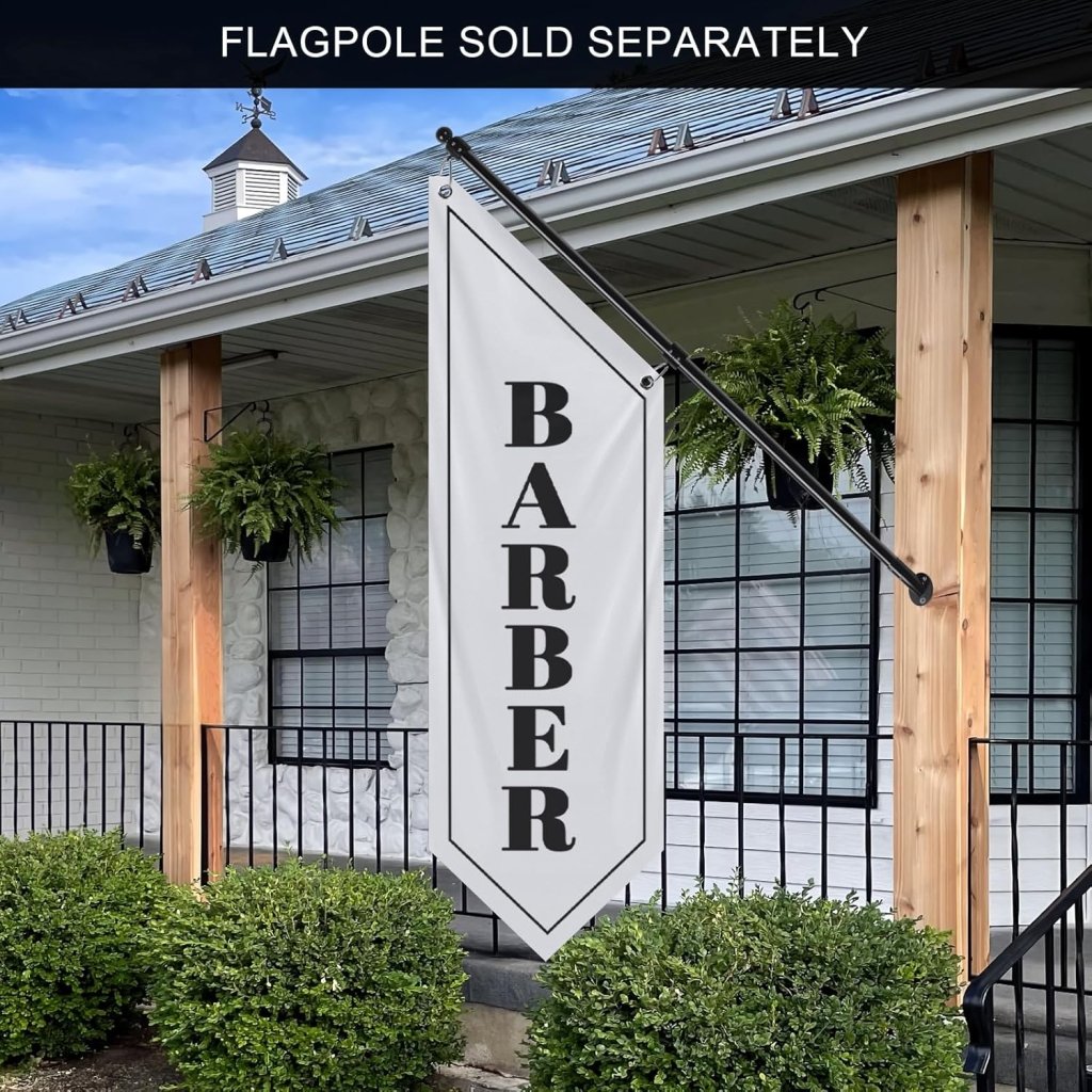 White Barbershop Flag, Double - Sided Three - ply (Flag Only)