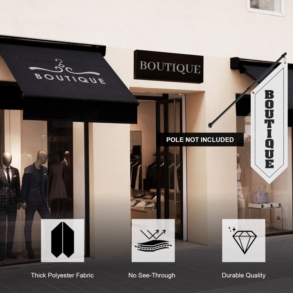 White Boutique Hanging Open Flag, Double - Sided Fabric Banner(Flag Only)