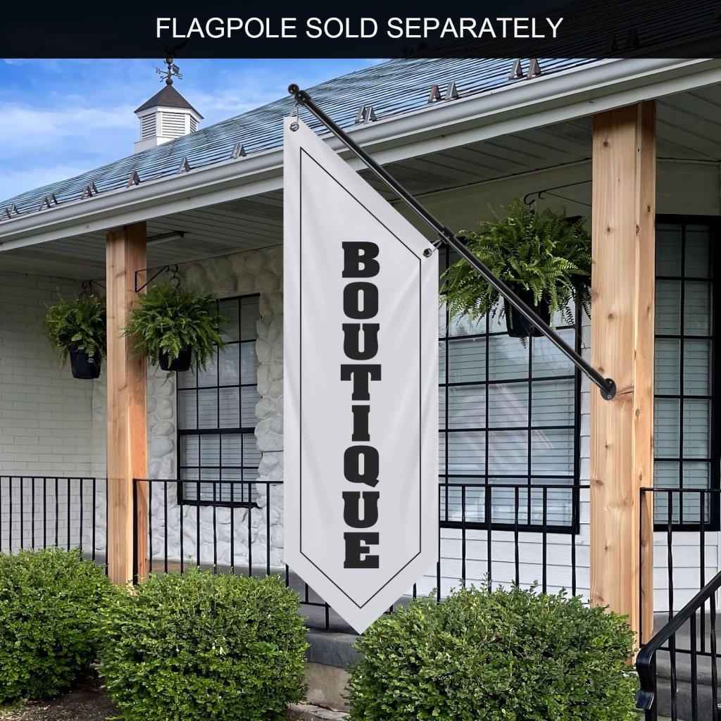 White Boutique Hanging Open Flag, Double - Sided Fabric Banner(Flag Only)