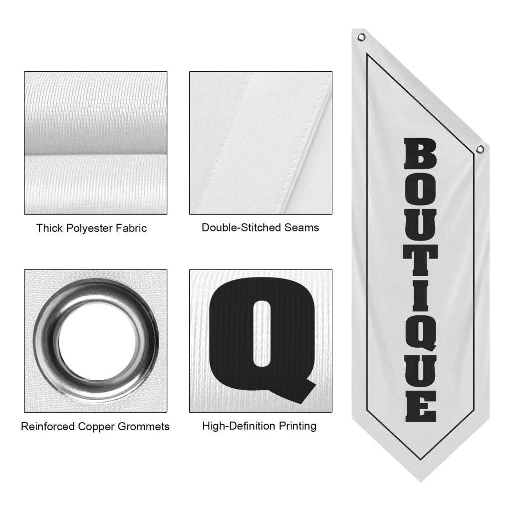 White Boutique Hanging Open Flag, Double - Sided Fabric Banner(Flag Only)