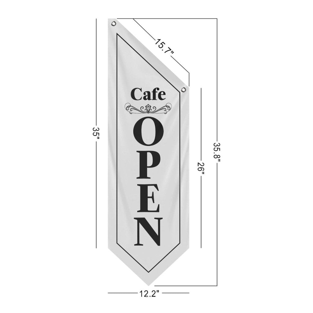 White Cafe Open Flag, Double - Sided Three - ply (No Pole)