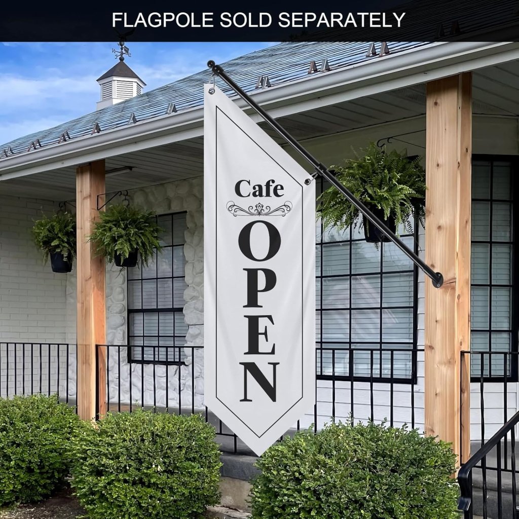 White Cafe Open Flag, Double - Sided Three - ply (No Pole)