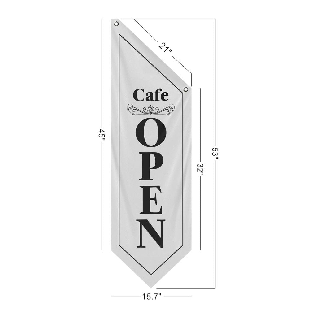 White Cafe Open Flag, Double - Sided Three - ply (No Pole)