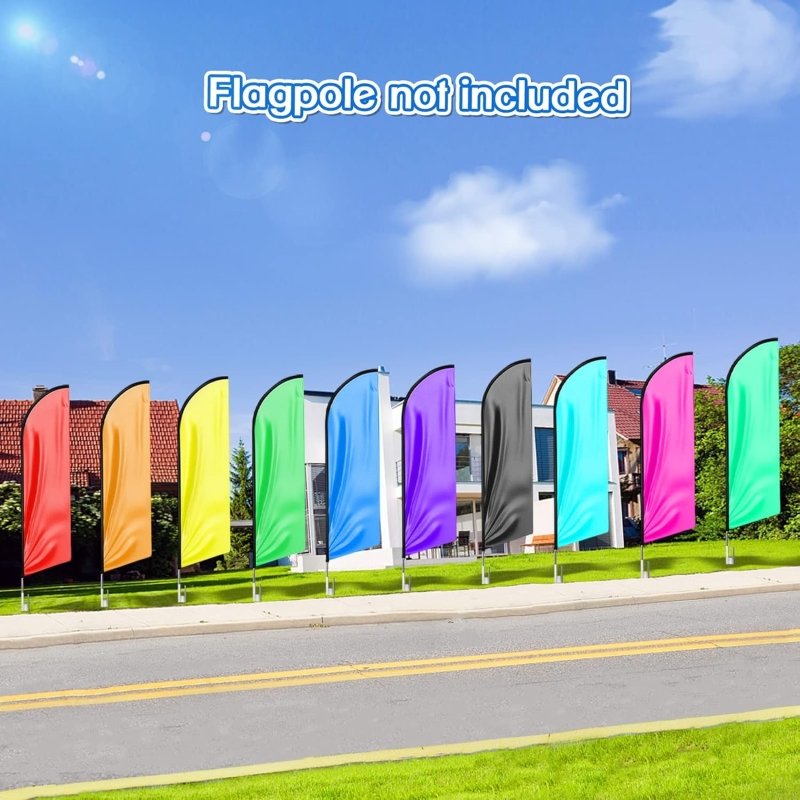 White Themed Feather Flag, 8FT White Advertising Swooper Flag(Flagpole Not Included 3.4)