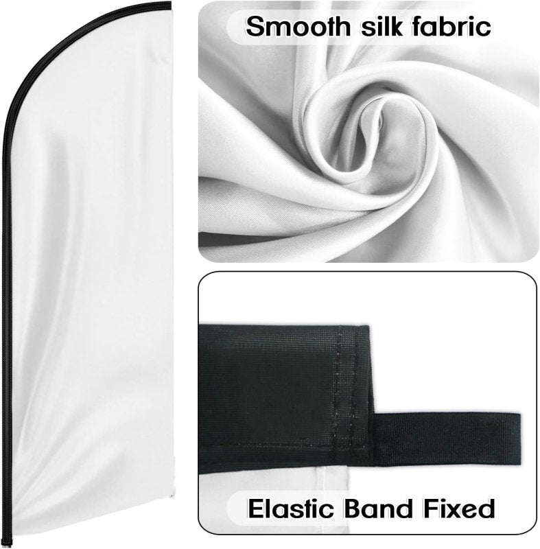 White Themed Feather Flag, 8FT White Advertising Swooper Flag(Flagpole Not Included 3.4)