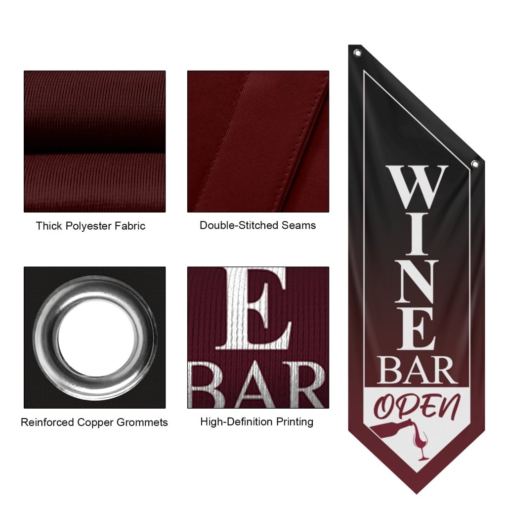 Wine Bar Open Double - Sided Wall Banner(Flag Only)