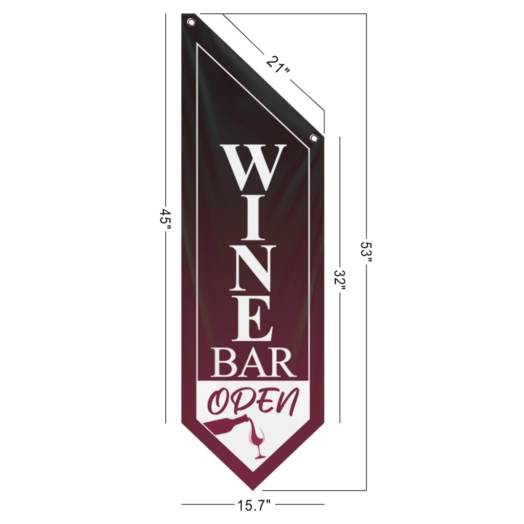 Wine Bar Open Double - Sided Wall Banner(Flag Only)