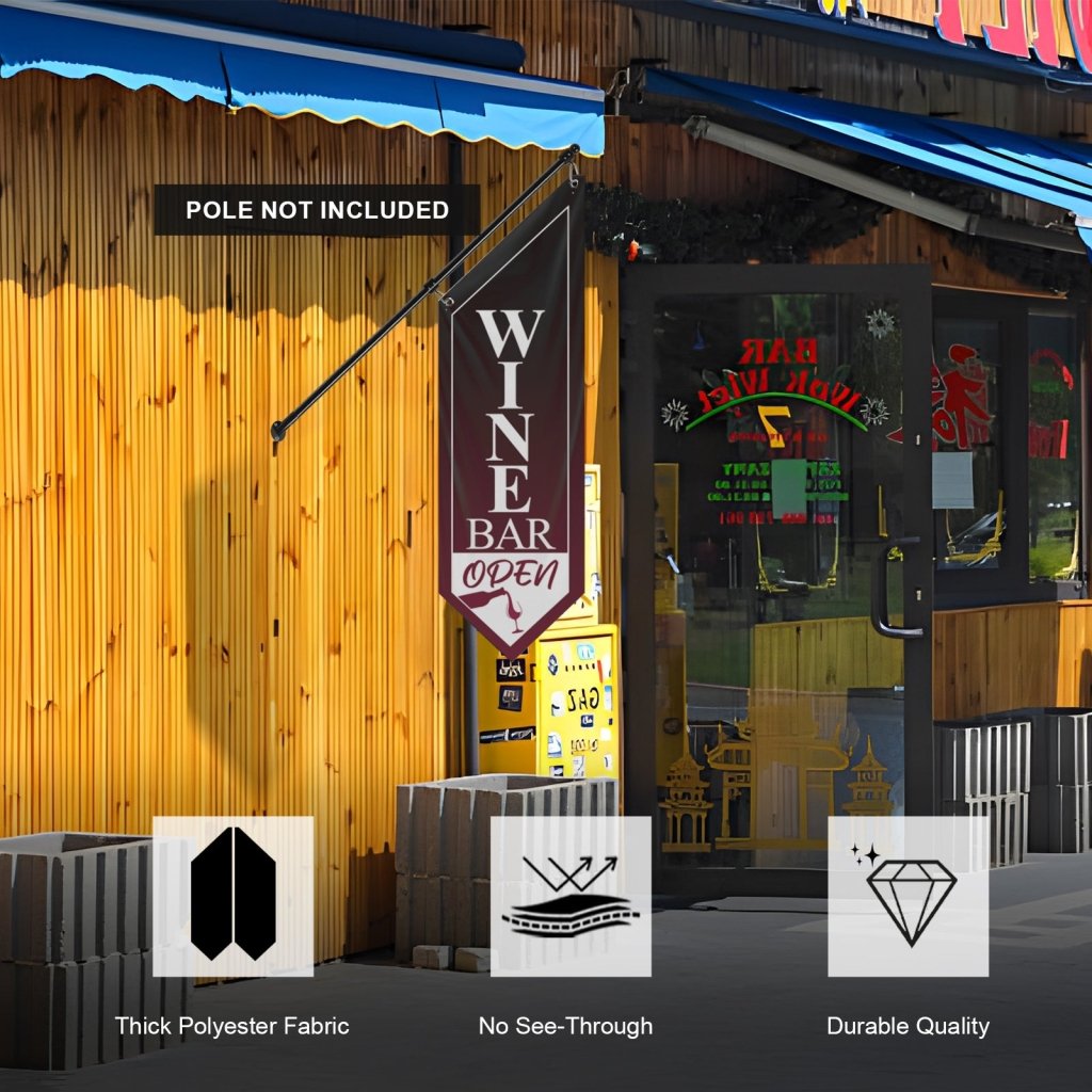 Wine Bar Open Double - Sided Wall Banner(Flag Only)