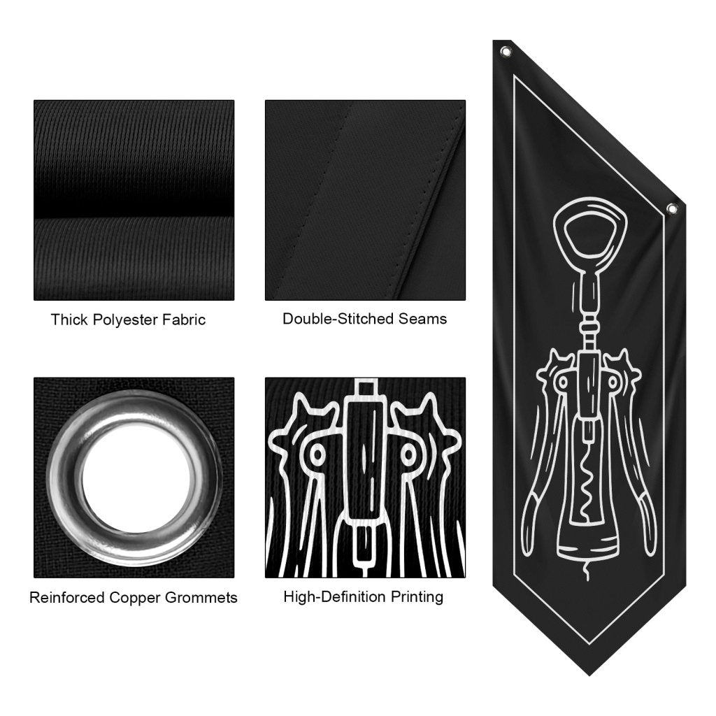 Wine Open Flag, Double - Sided Outdoor Banner Sign Black (No Pole)