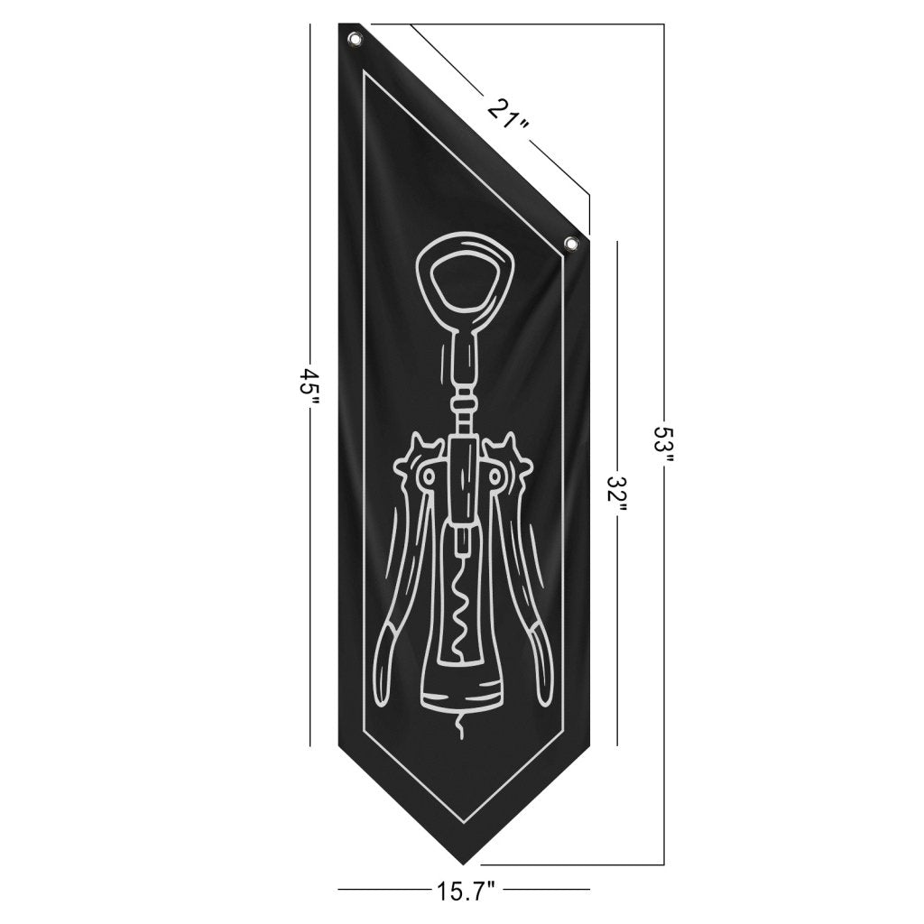 Wine Open Flag, Double - Sided Outdoor Banner Sign Black (No Pole)